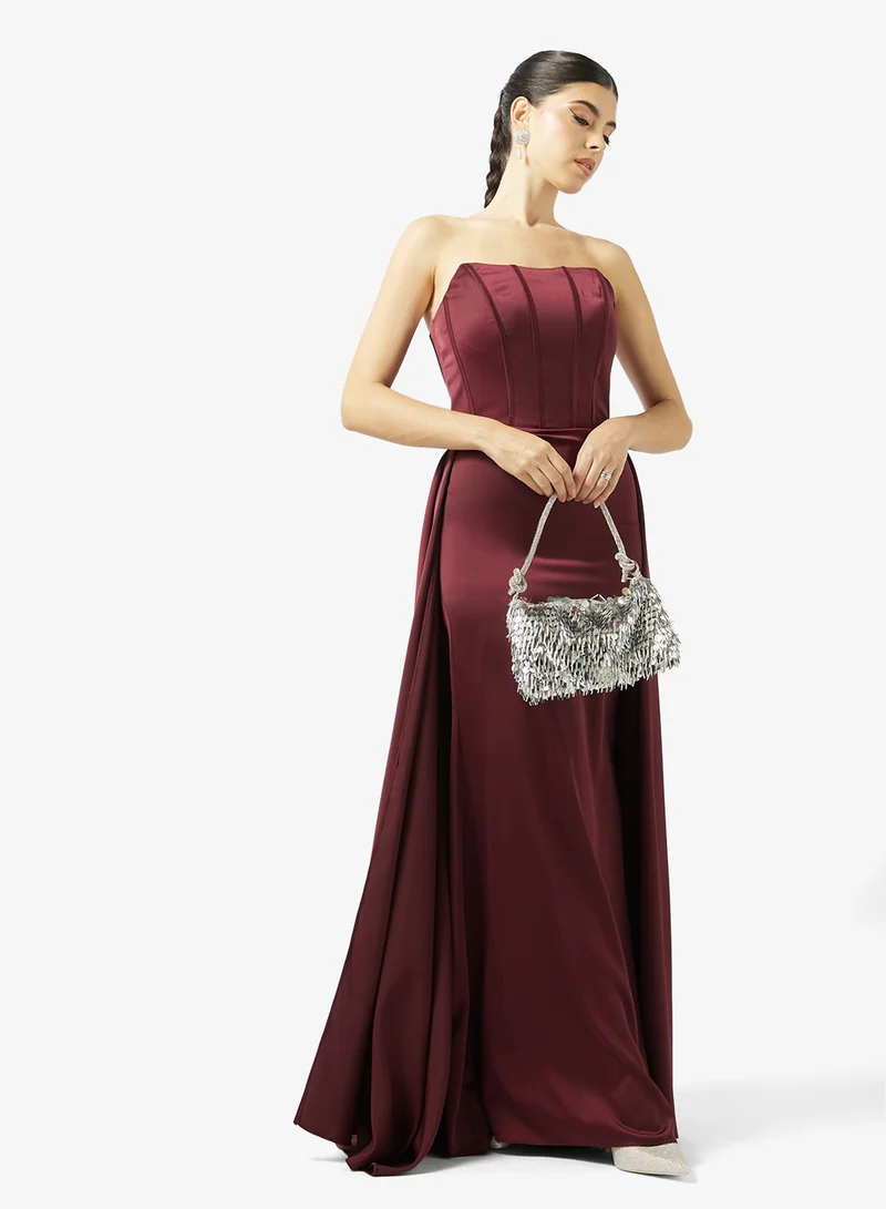Akadia Fashion  STRAPLESS EXTENDED TAIL SATIN DRESS for Women | Best Price UAE